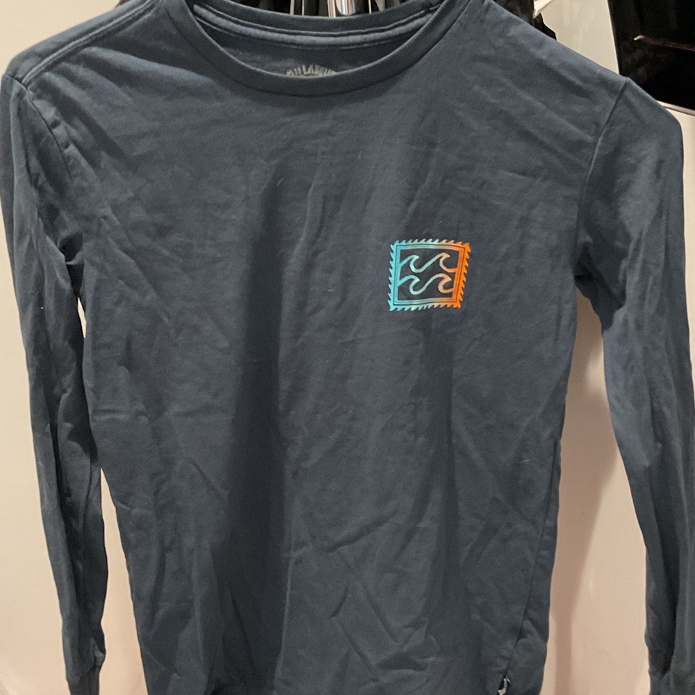 Billabong Kids Long Sleeve Shirt - Navy with Orange and Blue Logo